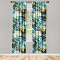 thumbnail image 1 of Flowers Window Curtains, Wild Blooming Floral Botanical Pattern in Abstract Cold Colors Modern Nature, Lightweight Decor 2-Panel Set with Rod Pocket, Pair of - 28"x63", Mustard Teal Blue, by Ambesonne, 1 of 3