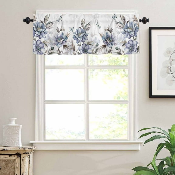 Flowers Window Valances for Kitchen, Vintage American Pastoral Plant Rod Pocket Valances Windows Treatments Curtains for Living Room Bathroom Bedroom Decoration 54" x 18"