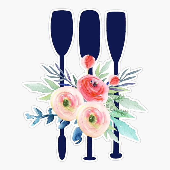 Flowers With Rowing Oars Ocean Sticker
