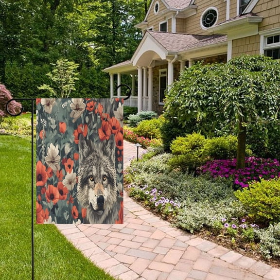Flowers Wolf Poppy Garden Flag Double Sided 12 x 18 Inch Outside Yard Decoration Outdoor Flag