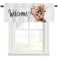 thumbnail image 1 of Flowers Wreath Cat Window Valance Curtain Welcome Spring Rod Pocket Short Curtain for Living Room, Bedroom & Kitchen Window Decor 42x18in, 1 of 8