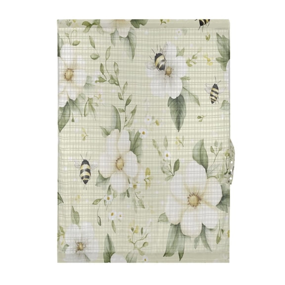 Flowers and Bees Door Curtain 25x40in Privacy Mesh with UV Protection Tie Back Rod Pockets