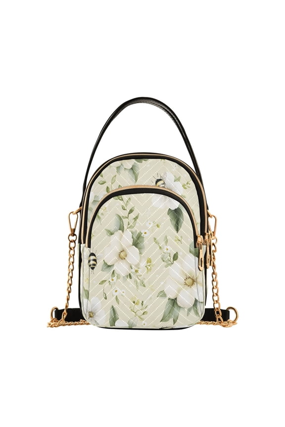 Flowers and Bees Women's Crossbody Handbags Leather Crossbody Bags Fanny Pack Chest Bag for Travel