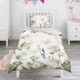 thumbnail image 1 of Flowers and Butterflies Duvet Cover and Pillowcase Set for Single Bedding, Bedroom Accessories for Kids Teens, 1 of 5