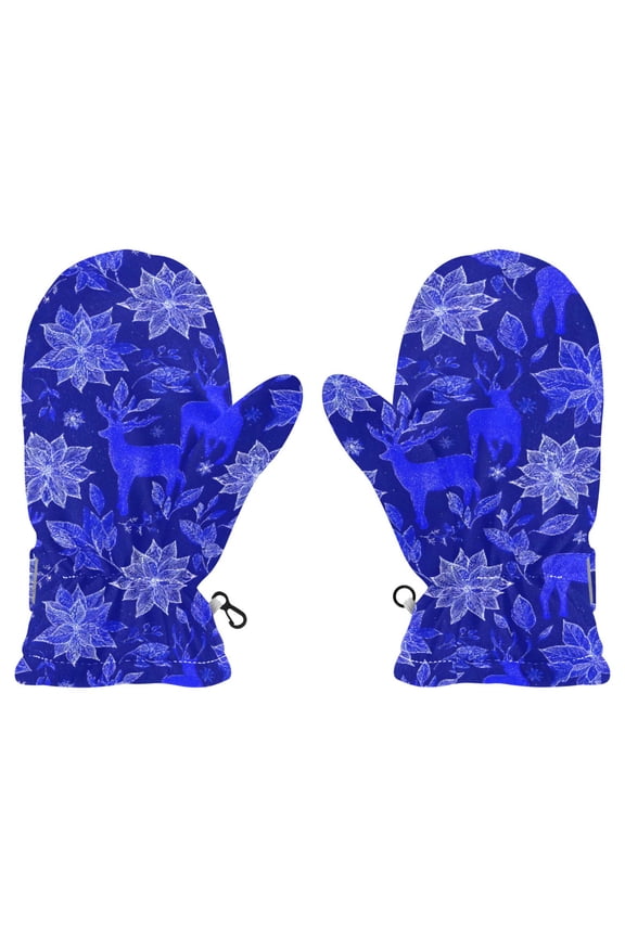 Flowers and Deer Cold Weather Mittens Cozy Gloves with Adjustable Fit Perfect for Outdoor Fun
