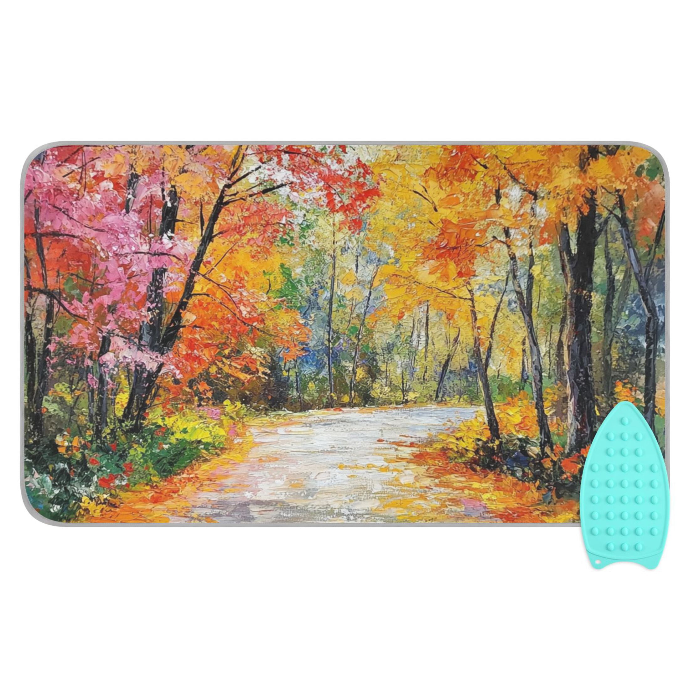 Flowers and Falling Leaves Autumn Ironing Mat Blanket for Table Top Travel Portable Ironing Board Pad 47.2x27.6 Inch