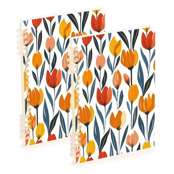 Flowers and Floral Ring Binder Notebook Journey Note Diary College Ruled Spiral Notebook Study Loose Leaf Paper A5 60 Pages