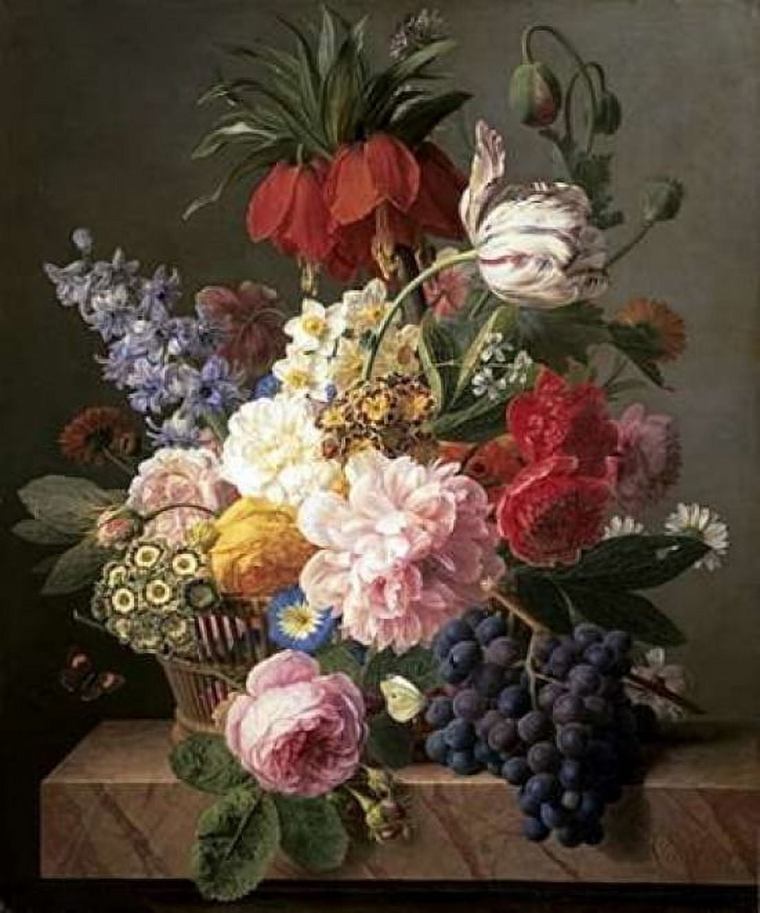 Flowers and Fruit Canvas Art - Jan Frans Van Dael (20 x 24)