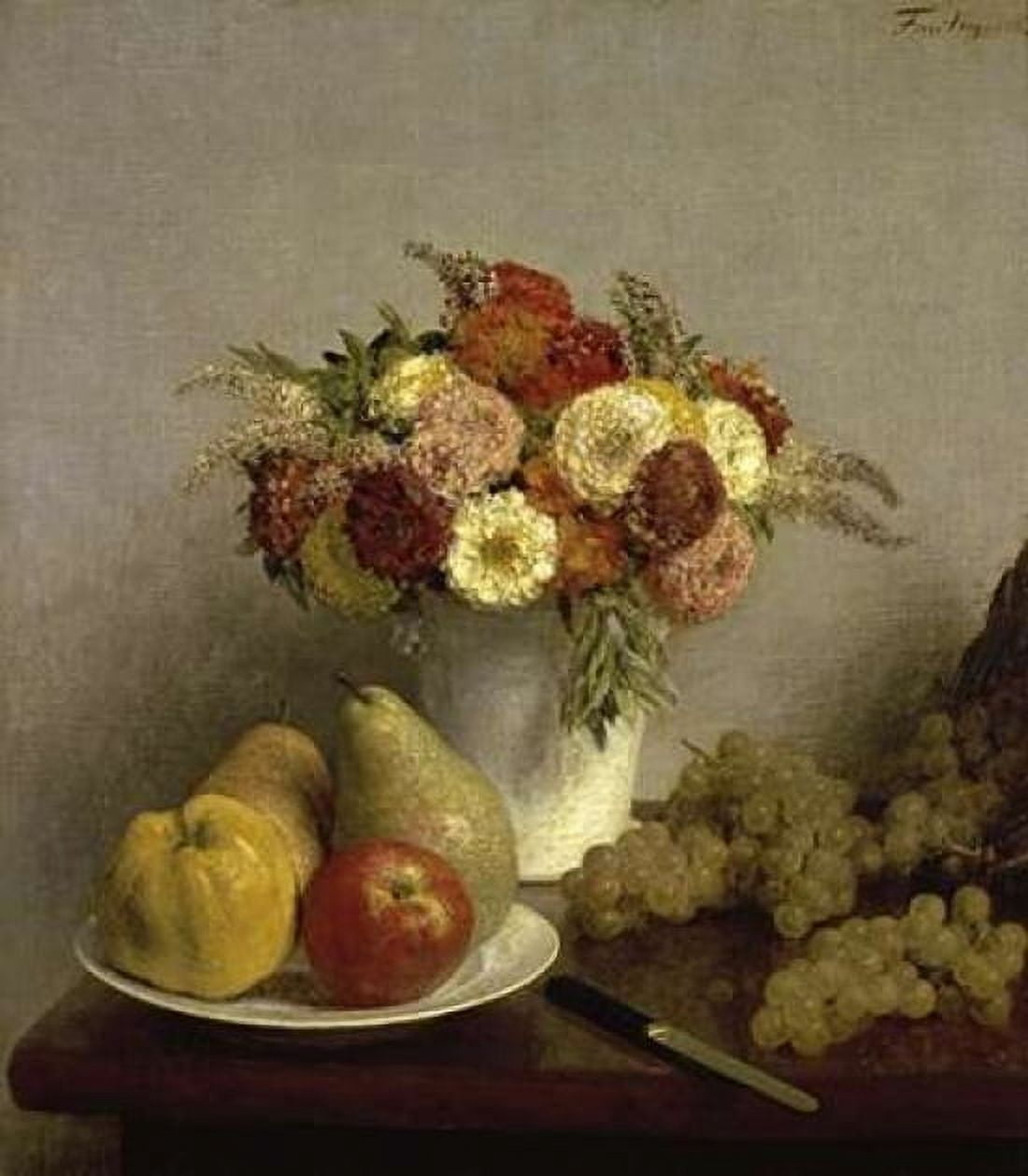 Flowers and Fruit Cuisine Canvas Art - Henri Fantin-Latour (24 x 24)