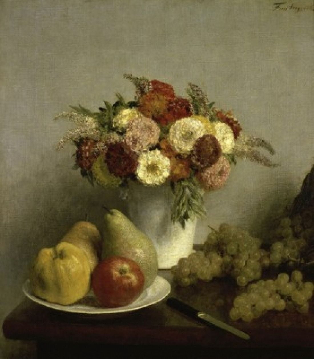 Flowers and Fruit  (Fleurs et fruits)  1865  Henri Fantin-Latour (1836-1904French)  Musee dOrsay Paris Canvas Art - Henri Fantin-Latour (24 x 36)