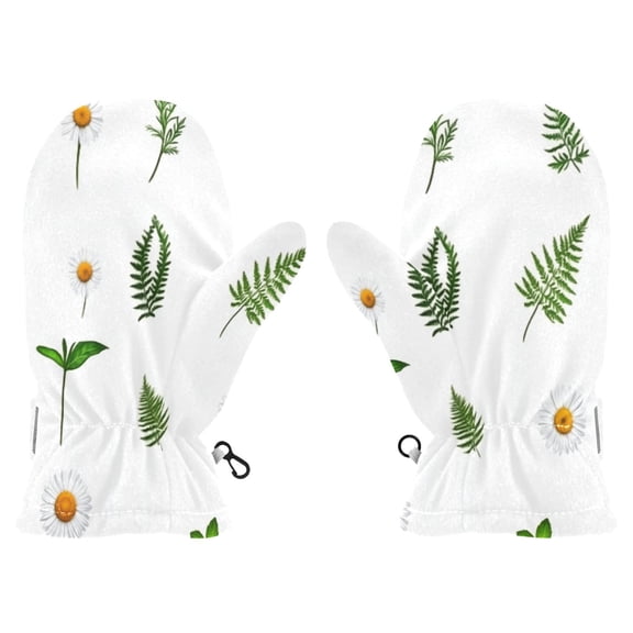 Flowers and Leaf Witch Cauldron Pattern Cold Weather Mittens Cozy Gloves with Adjustable Fit Perfect for Outdoor Fun