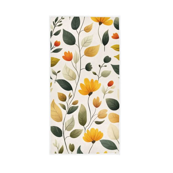Flowers and Leaves Vector Face Towel Absorbent Hand Towels Bath Sport Gym