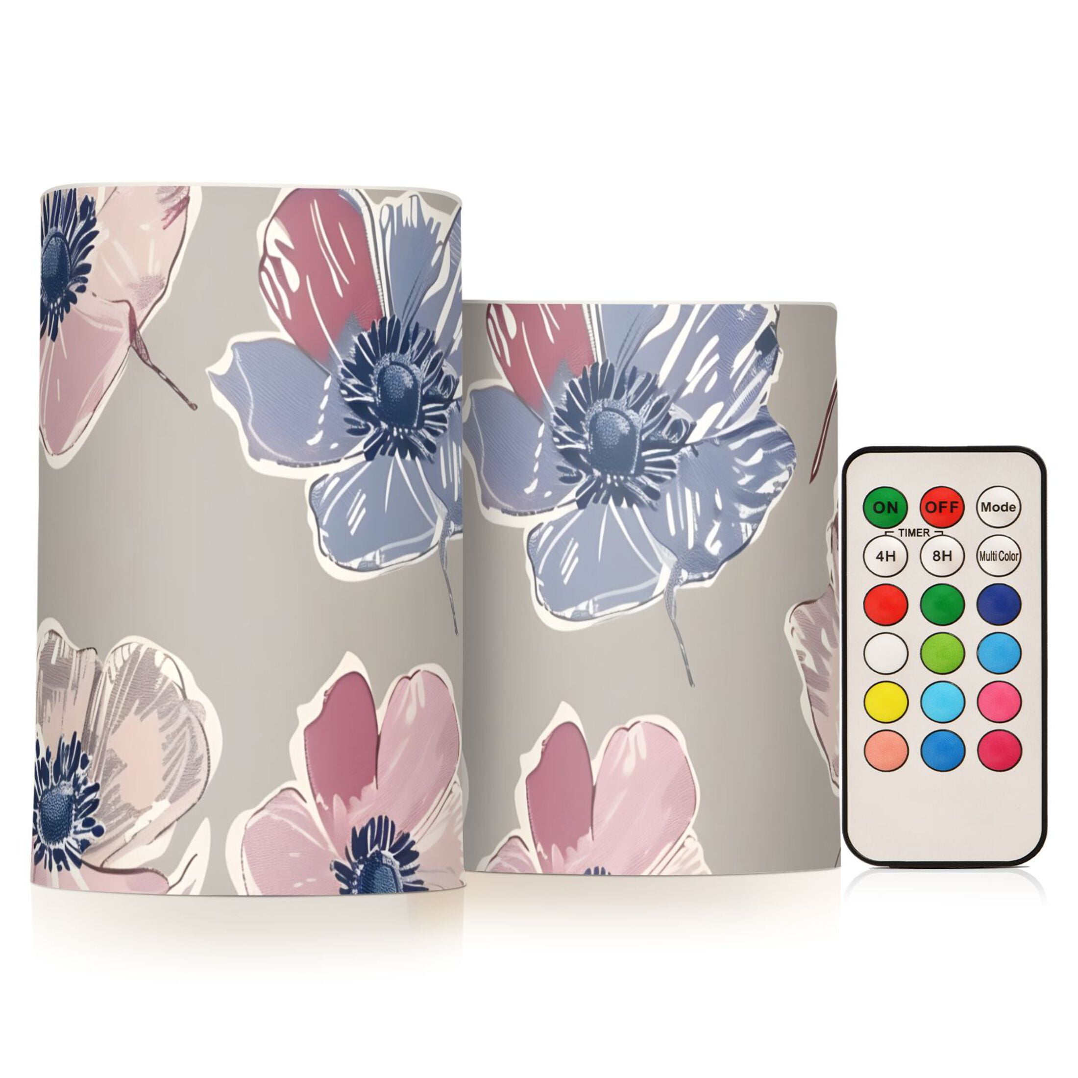 Flowers and Pink Flameless Candles LED Lights Battery Operated Candles with Remote and Timers