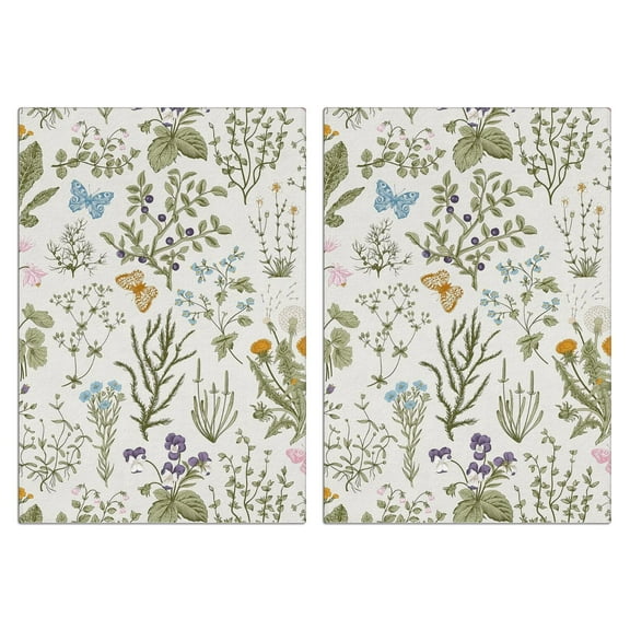 Flowers and Plants Kitchen Towels Set Of 2, Absorbent and Soft Dish Towels for Farmhouse Decor, Country Kitchen.