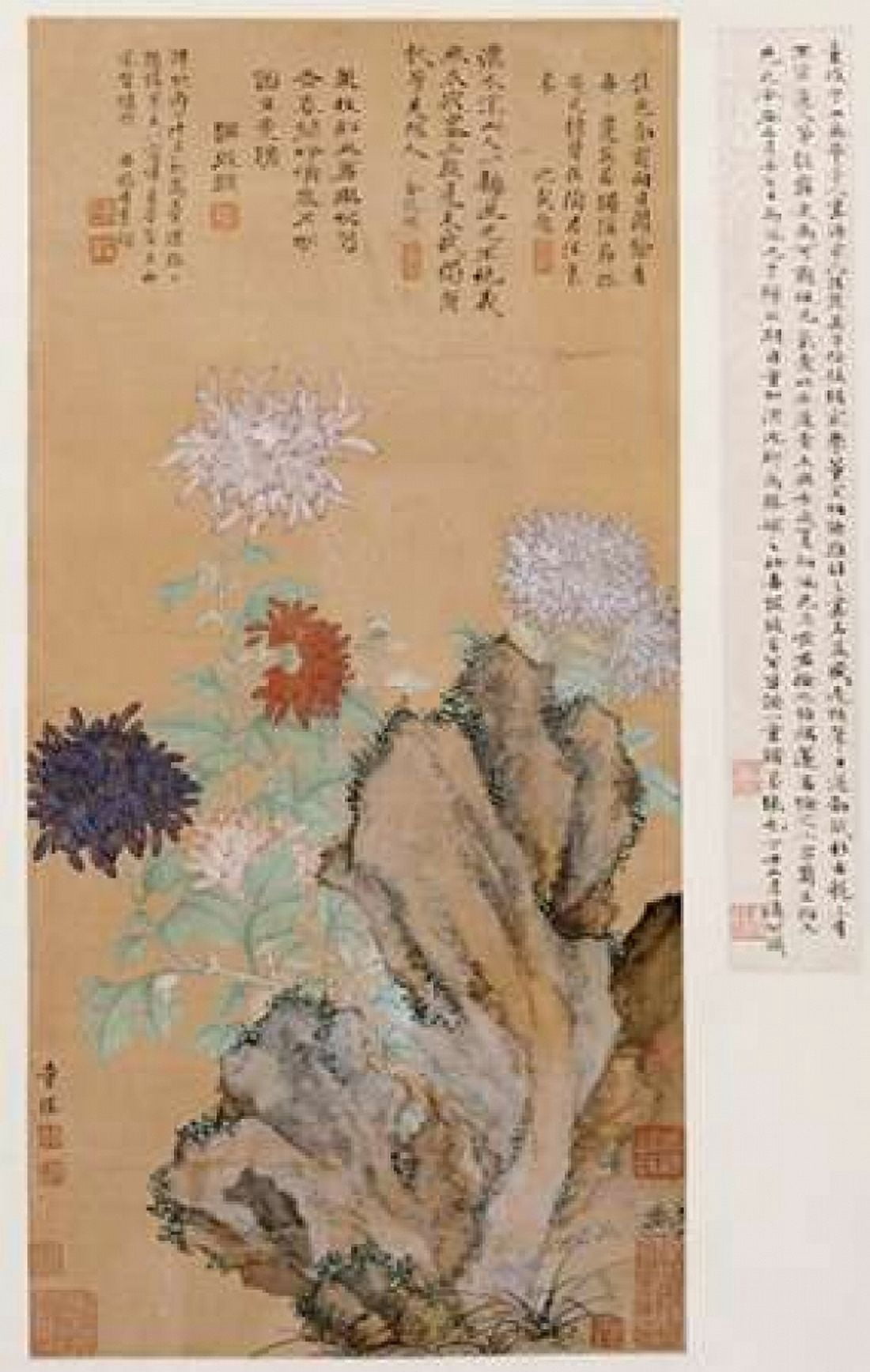 Flowers and Rocks Canvas Art - Tong Kai (24 x 36)
