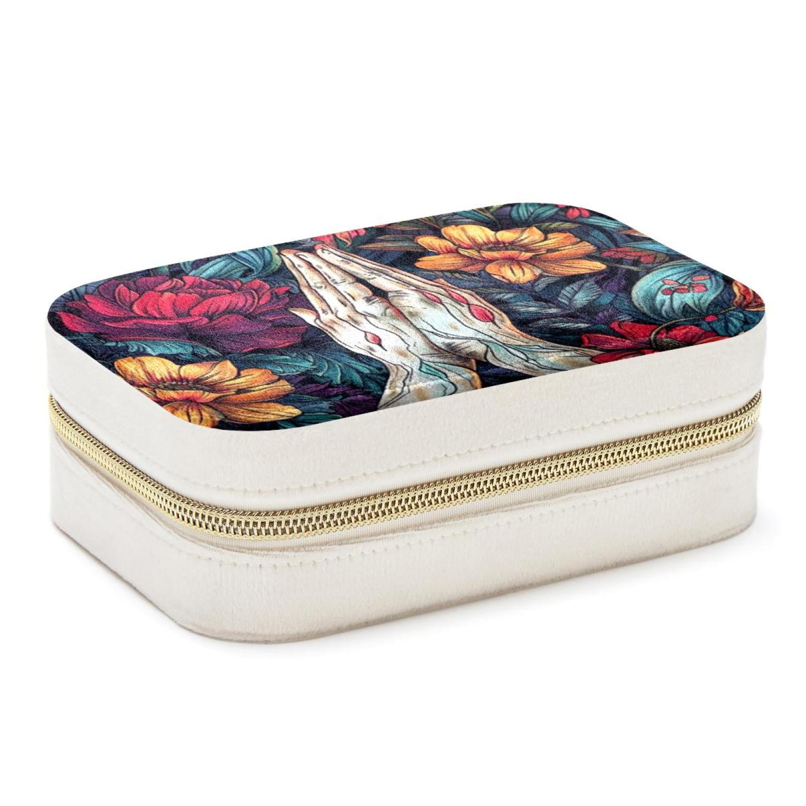 Flowers and hands Velvet Portable Decorative Box with Removable ...