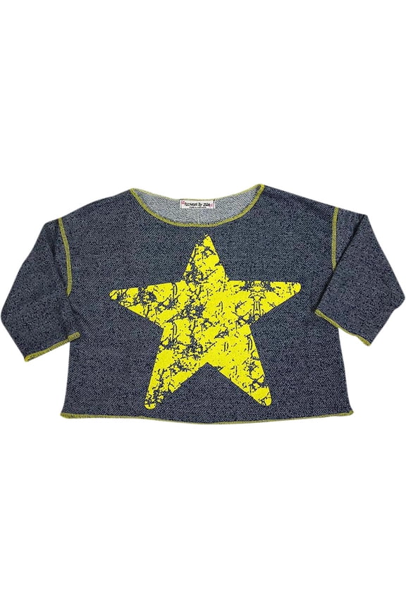 Girls 3/4 Sleeve Fashion Scoop Neck Sweatshirt Top 35797-6X (navy)