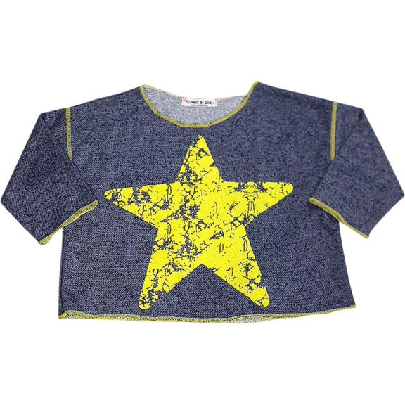 Flowers by Zoe Girls Long Sleeve Fashion Scoop Neck Sweatshirt Top 33133-10 (blue star)