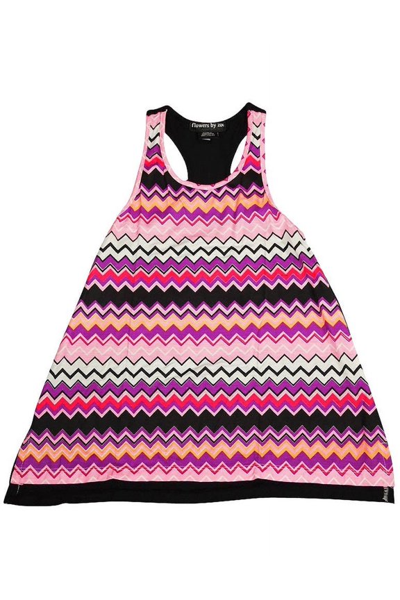 - Girls' Sleeveless Top - 4 Designs - 100% Rayon 35664-4 (multi zig zag)