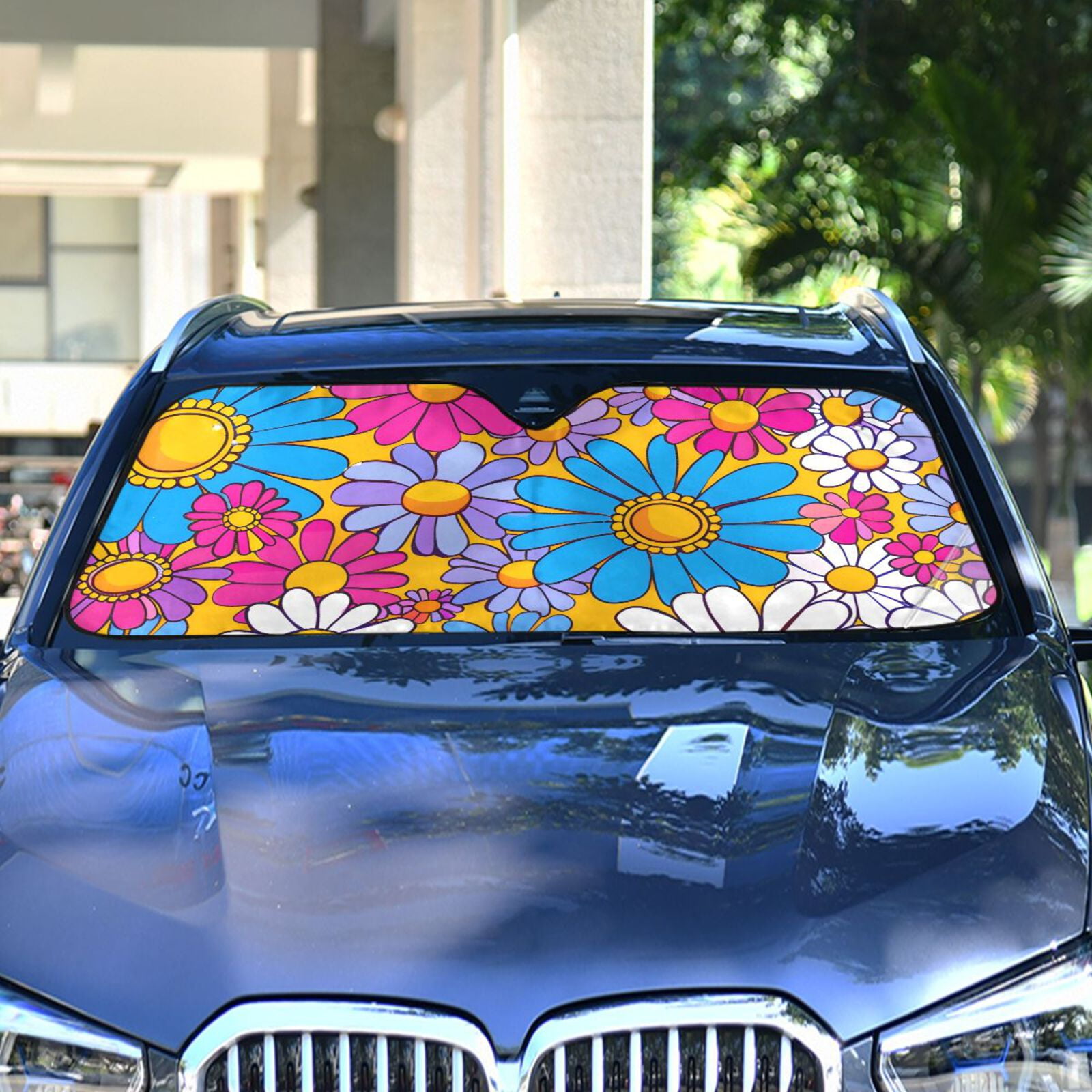 Swedish Floral Pattern Print Car Sun Shade