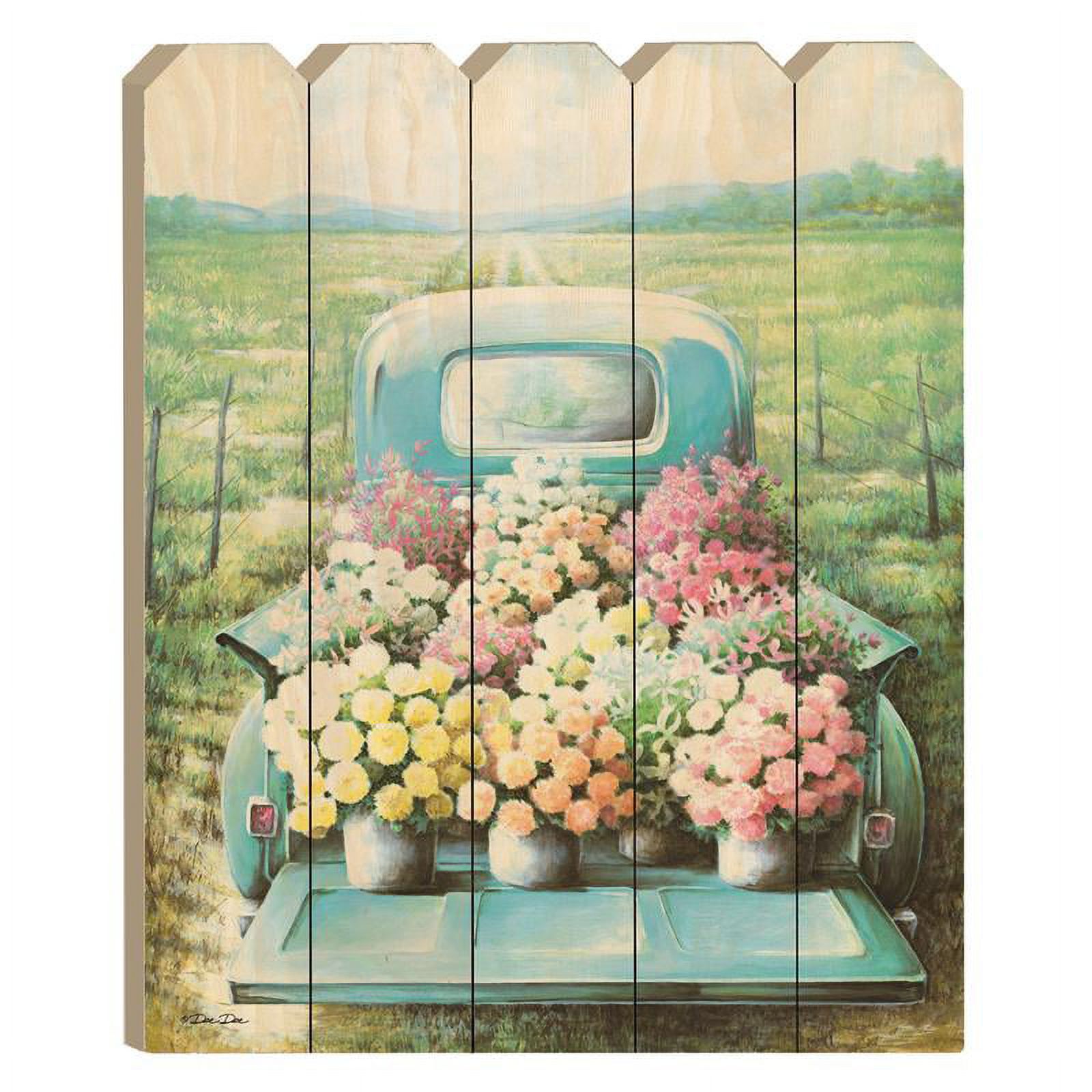 Flowers for Sale By Dee Dee Printed on Wooden Picket Fence Wall Art