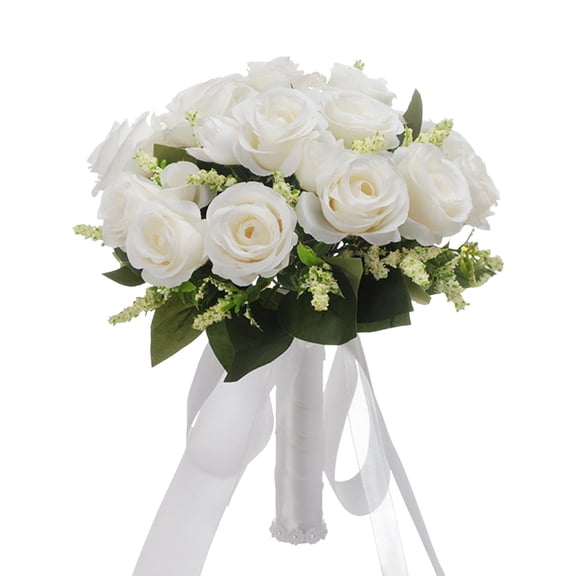 Flowers for Weddings - Elegant Bridal and Bridesmaid Bouquets in Champagne White Roses for Tossing Valentine's Day and Occasions