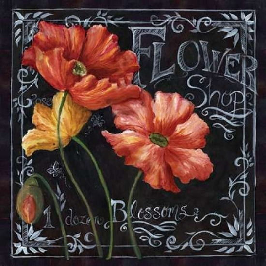 Flowers in Bloom Chalkboard I Canvas Art - Tre Sorelle Studios (24 x 24)