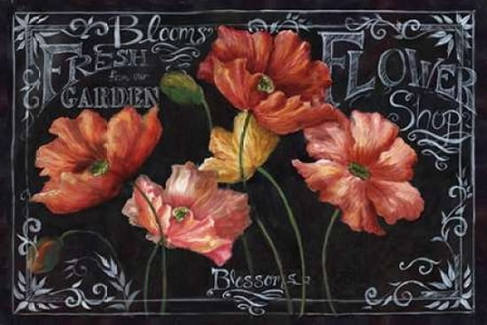 Flowers in Bloom Chalkboard Landscape Canvas Art - Tre Sorelle Studios (24 x 36)