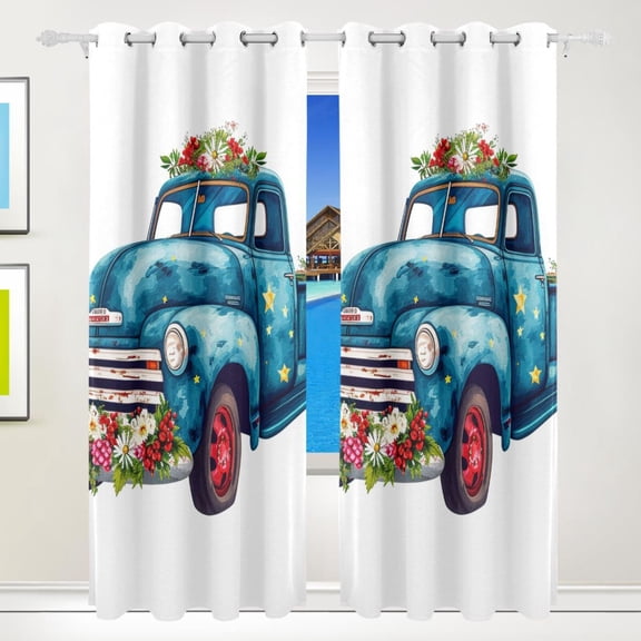 Flowers in Car Curtains Black Out 72 Inch Length Curtains for Sliding Glass Doors Bedroom Living Room 2 Pack