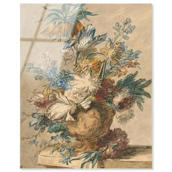 Flowers in Chalk Acrylic Print Vintage Art by Art Remedy, Ready to Hang, 30 x 36
