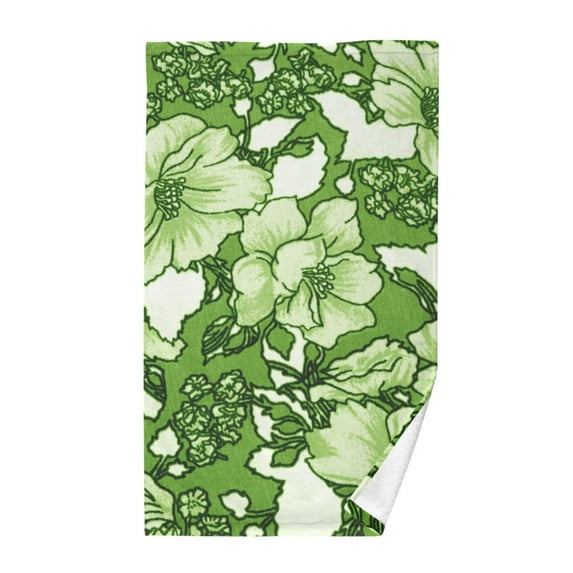 Flowers in Green Leaves Cotton Face Towels Soft Hand Towel Absorbent Bathroom Towel for Kitchen Hotel Decoration