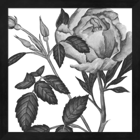 Flowers in Grey I by Melissa Wang, Framed Wall Art, 13.25W x 13.25H