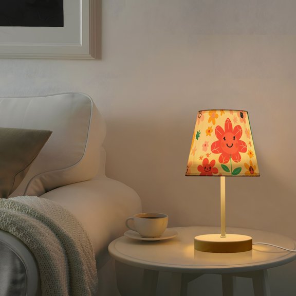 Flowers in Grids Desk Lamp 3 Color Modes LED Table Lamp Nightstand Reading Light for Bedroom Living Room