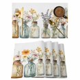 thumbnail image 1 of Flowers in Mason Jar Placemats Set of 6 Spring Flower Place Mats Table Mats Kitchen Dining Home Outdoor Party Table Decoration, 1 of 9