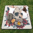 thumbnail image 1 of Flowers in Skeleton Face Beach Blanket Outdoor Picnic Blanket 78"x 78" Waterproof Foldable for Beach Camping Travel Hiking Grass Lawn Park, 1 of 5