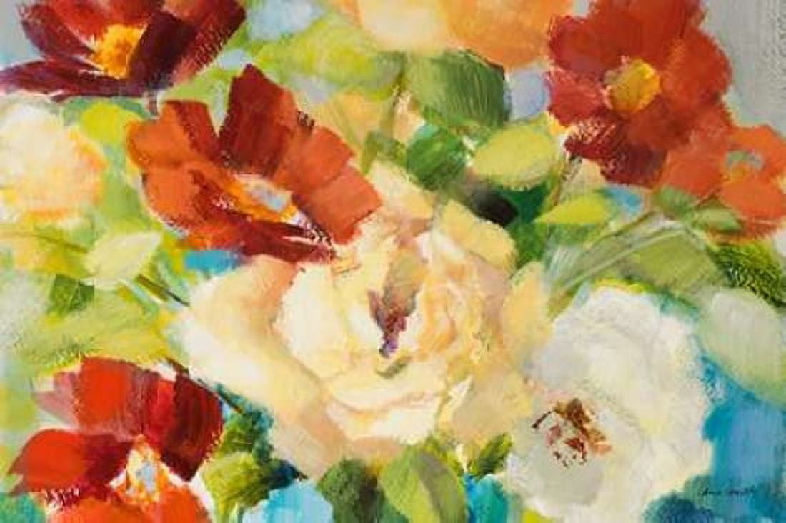 Flowers in Teal Vase II Canvas Art - Lanie Loreth (20 x 28)