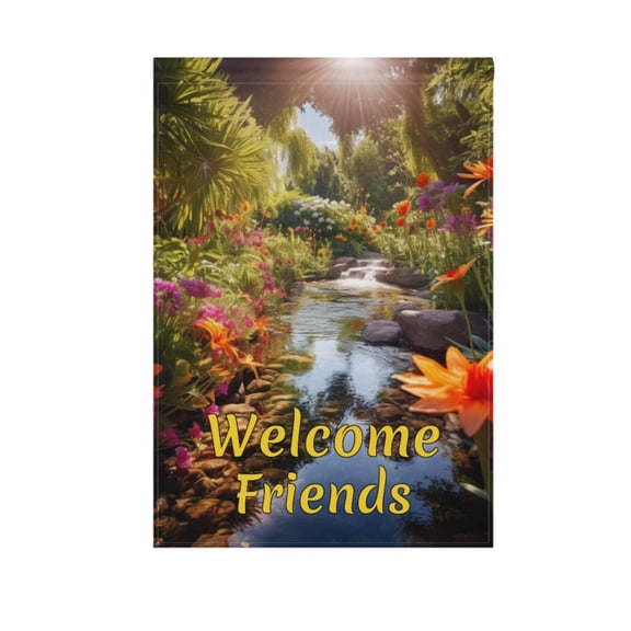 Flowers in Water Garden Flag House Banner 12" x 18" Double Sided Outdoor Yard Decoration
