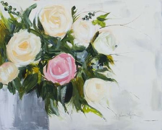 Flowers in a Gray Pot Canvas Art - Melissa Lyons (24 x 30)