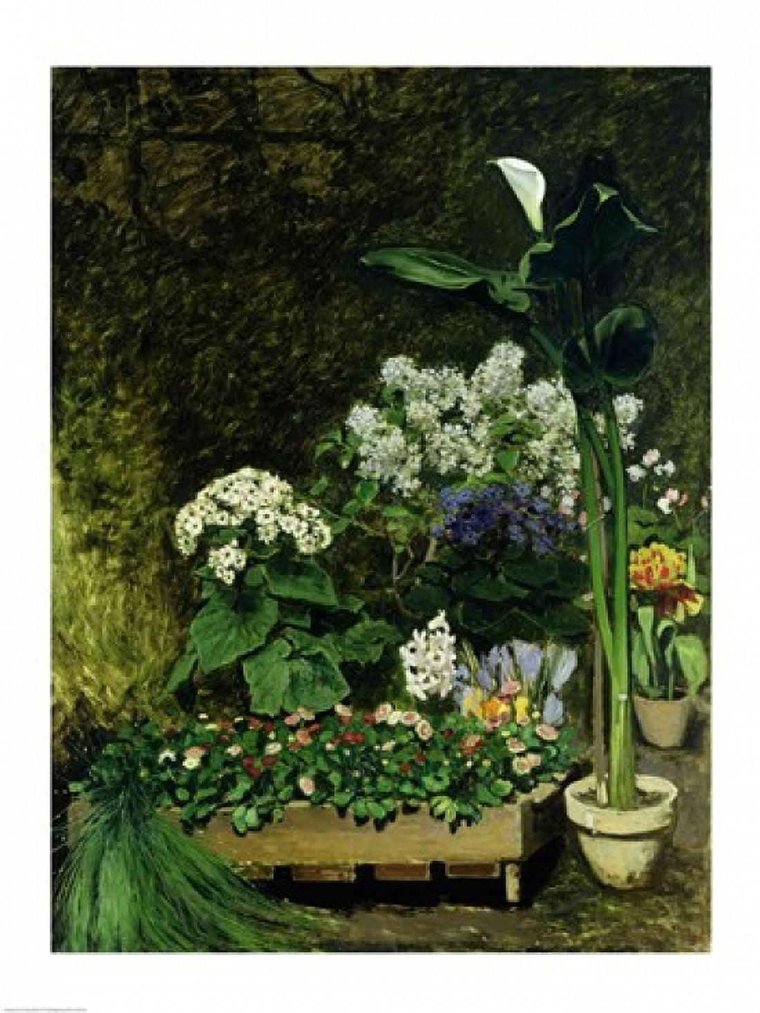 Flowers in a Greenhouse 1864 Canvas Art - Pierre-Auguste Renoir (18 x 24)