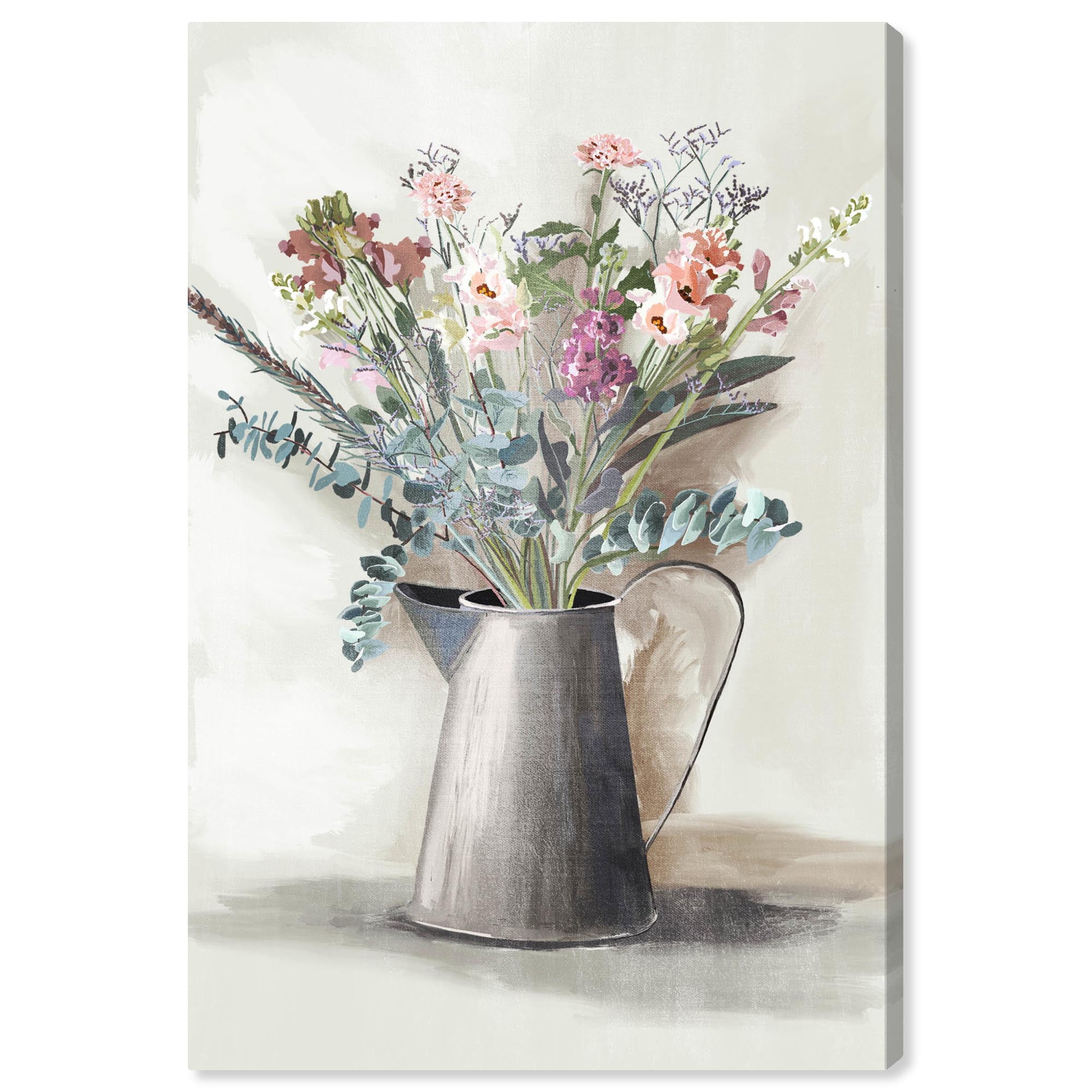 Delicate Farmhouse Flowers in Pitcher Gallery Wrapped Canvas Art, 16" x 24"
