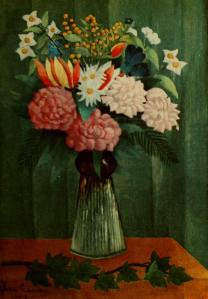 Flowers in a Vase 1909 Canvas Art - Henri Rousseau (24 x 36)