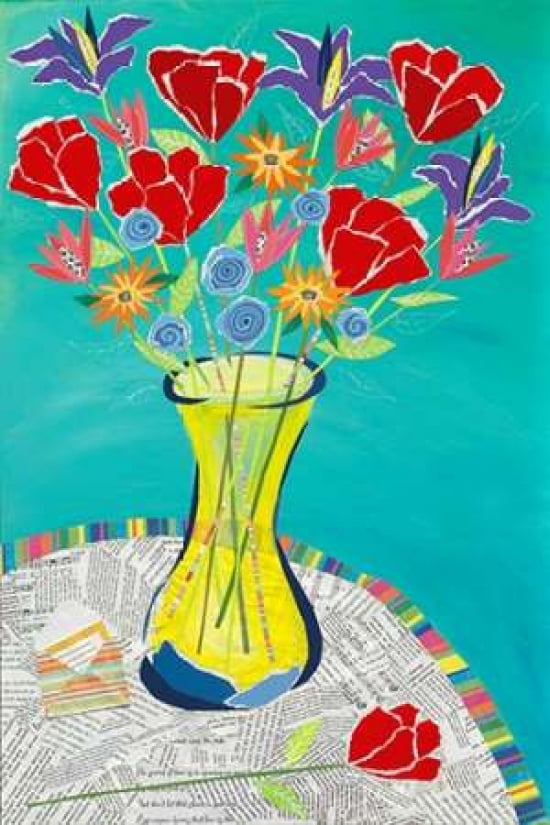 Flowers in a Vase Canvas Art - Jennifer Peck (12 x 18)