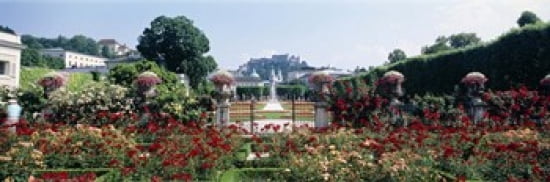 Flowers in a formal garden Mirabell Gardens Salzburg Salzkammergut Austria Canvas Art - Panoramic Images (36 x 12)