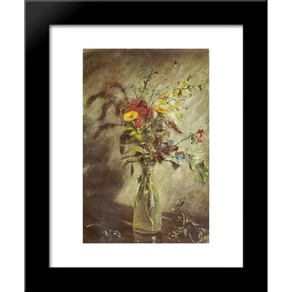 Flowers in a glass vase 20x24 Framed Art Print by John Constable