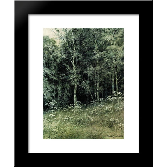 Flowers in the forest 20x24 Framed Art Print by Ivan Shishkin