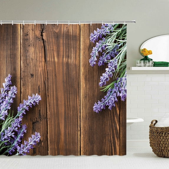 Flowers lavender Pattern Shower Curtains Waterproof Polyester Bath Screen for Home Decoration Bathroom Printed Shower Curtain