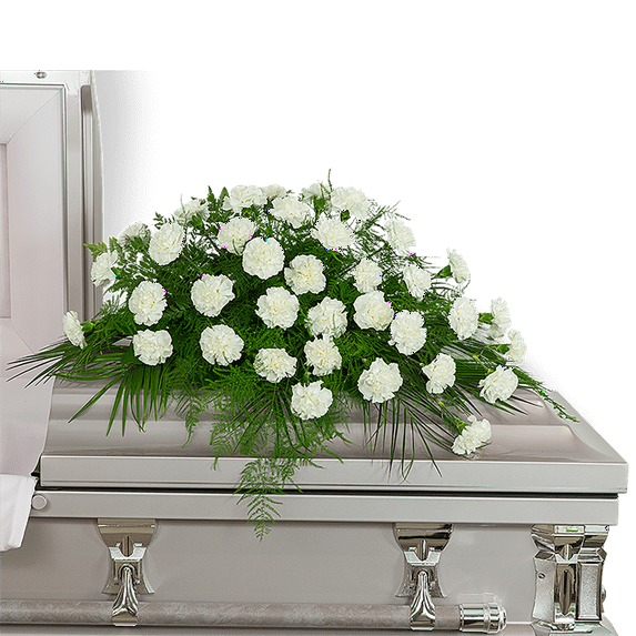 Flowers of Las Colinas Peaceful in White Casket Spray
