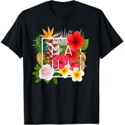 Flowers of Maui Word Art - Hawaiian Island Souvenir T-Shirt men and women can wear, black, white, gifts