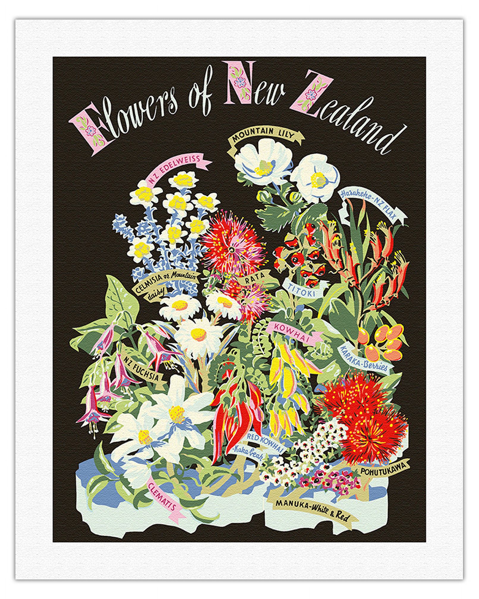Flowers of New Zealand - Vintage Travel Poster by Howard Mallitte c ...