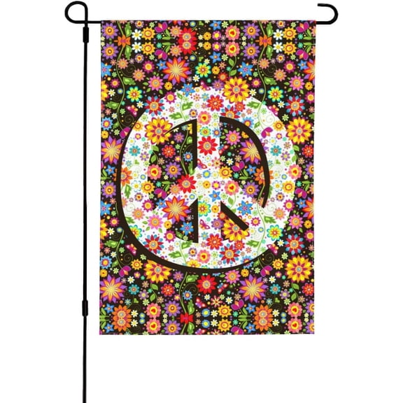 Flowers of Peace Garden Flag 12x18 In Double Sided Yard Flags Lawn Sign Decor No Flagstand